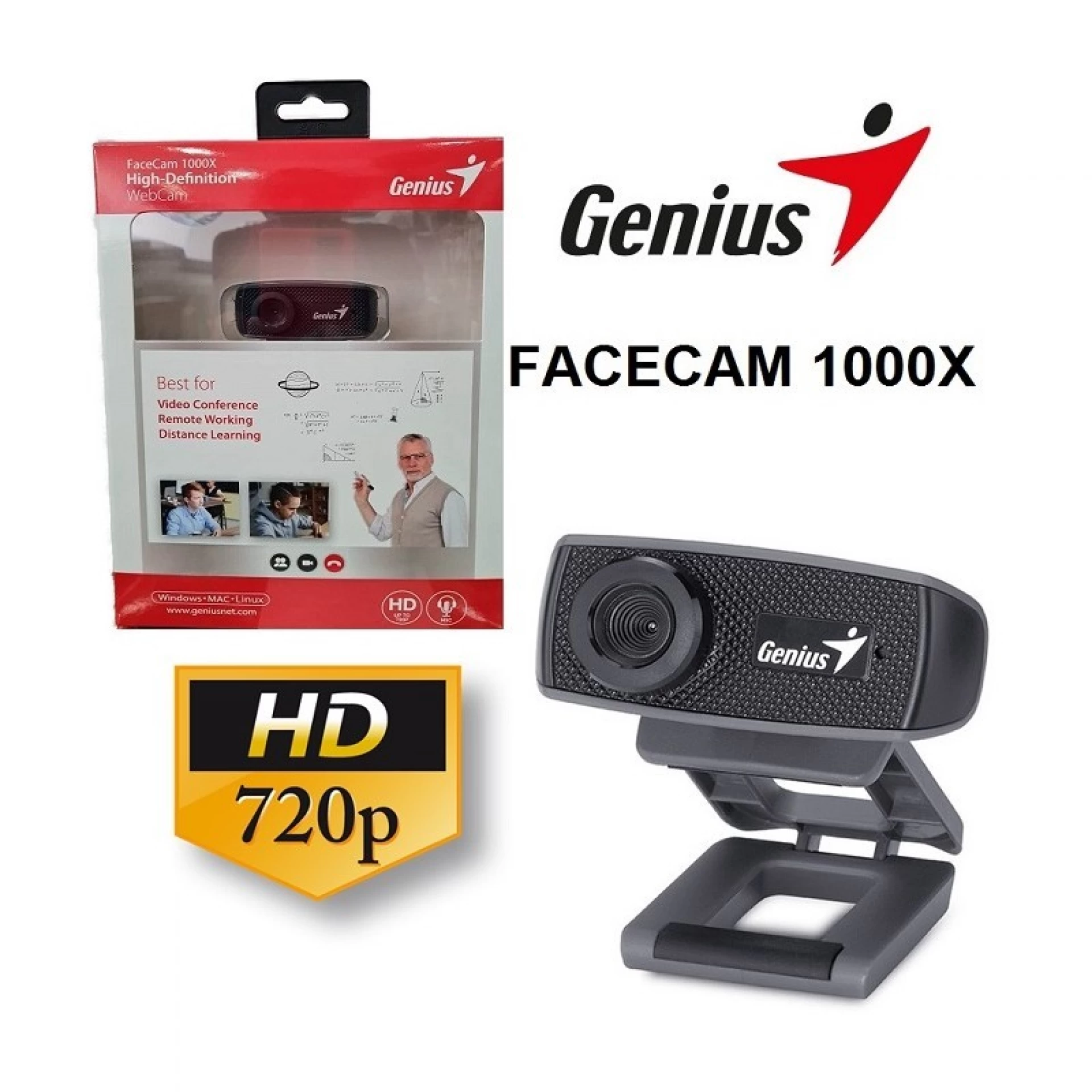 Webcam Camara Genius 1000x 720p Microfono Teletrabajo Flex 